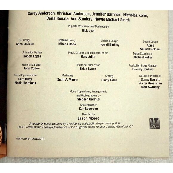 Avenue Q Playbill Golden Theatre Broadway NYC Original Cast Musical Tony Winner - Picture 14 of 16